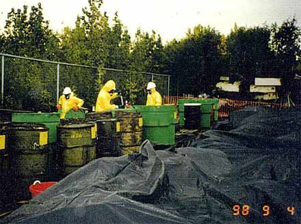 Temporary drum storage area in 1998