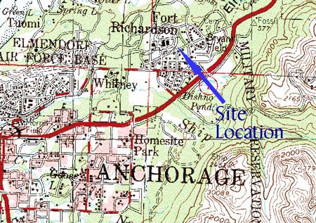 Topographic map of area