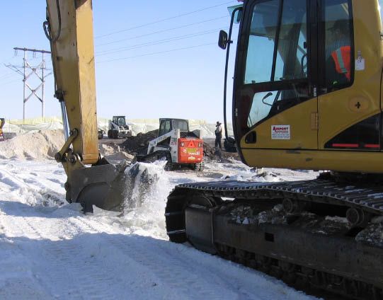 Excavating lake ice